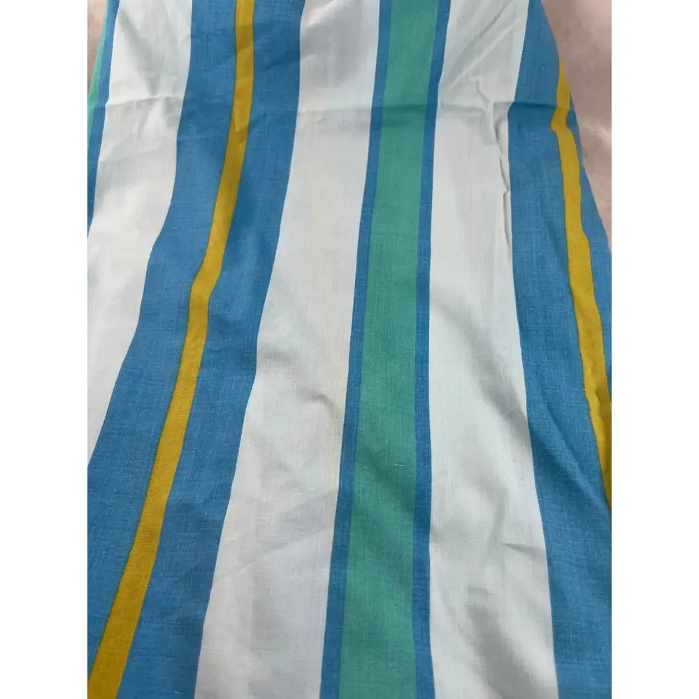 Sears Mixables Sierra Stripe Blue Double Bed Fitted Sheet 2 Pillowcases 1970s
